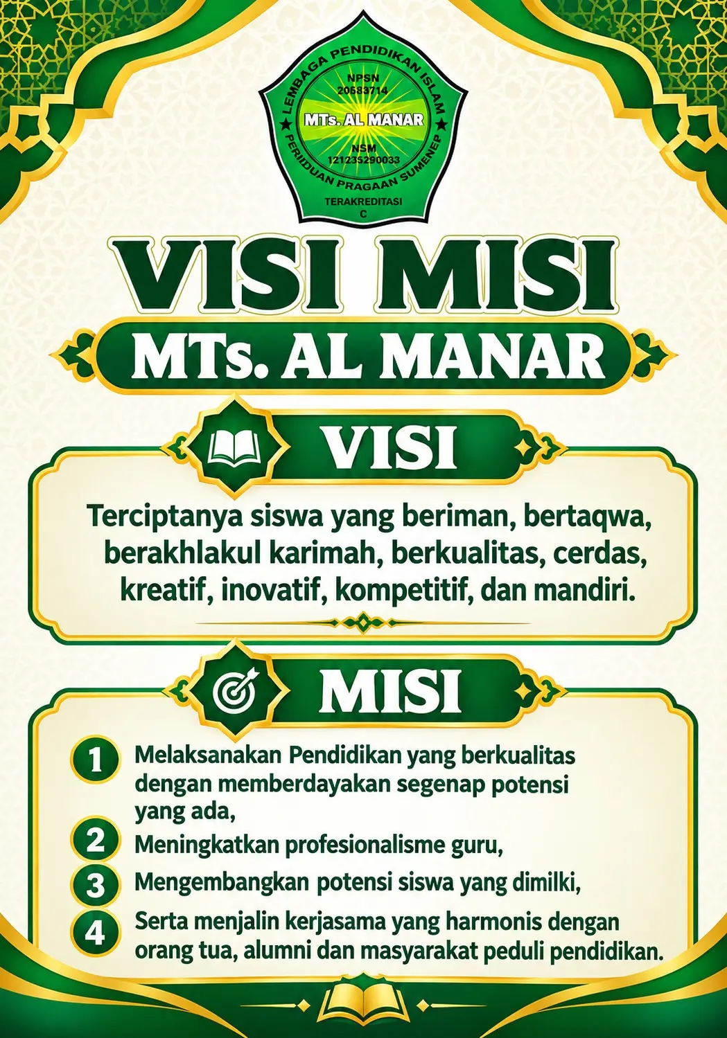 Visi dan Misi MTs Al-Manar